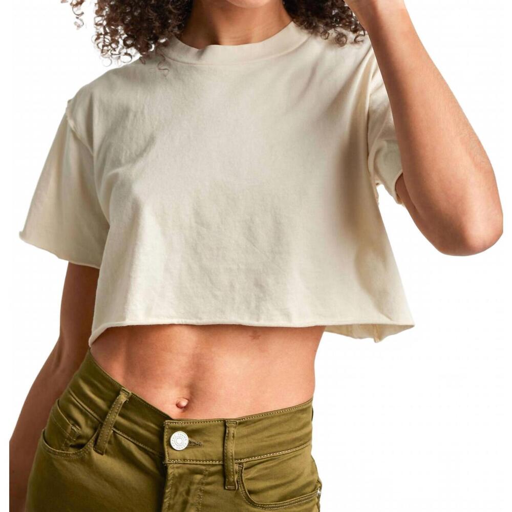 NEW NSF mack crop crewneck top in french vanilla